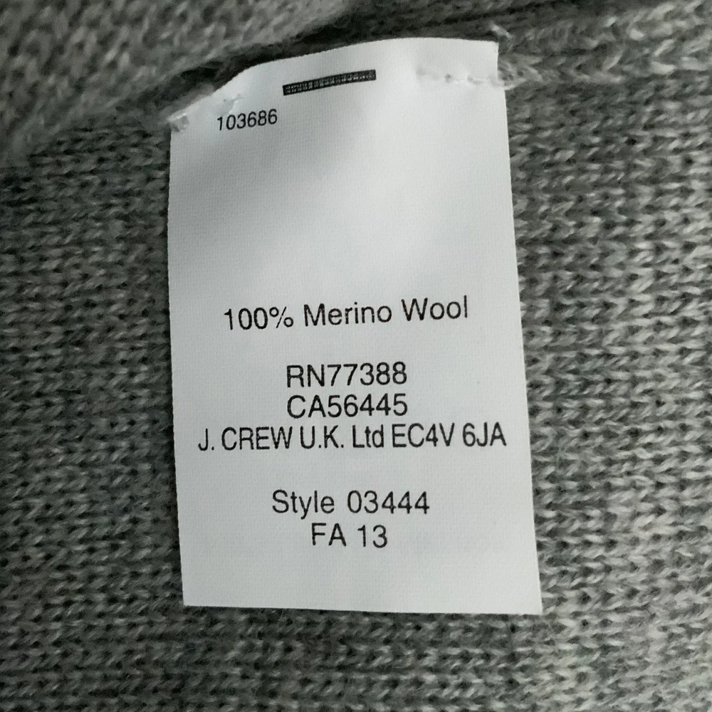 J Crew Wool Tunic Sweater Front Patch Pockets Grey SZ S